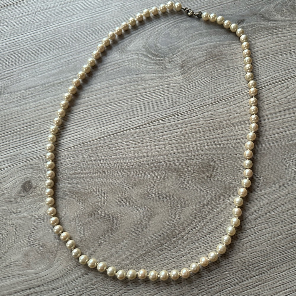 Vintage Monet Knotted Glass Pearls 28”